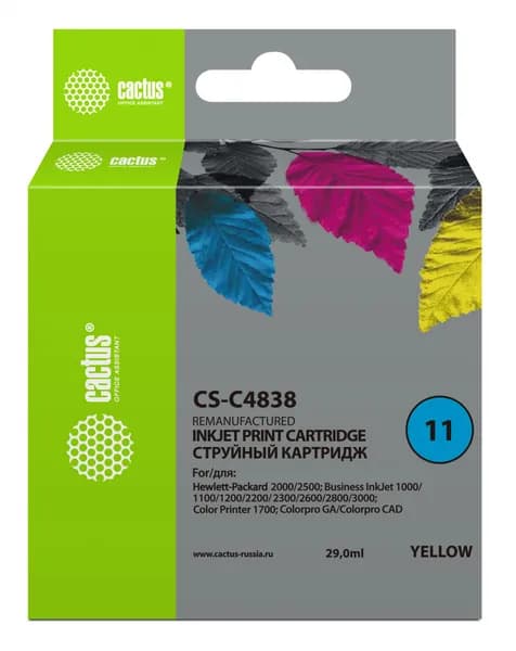 Cactus 11 - C4838A Картридж струйный желтый 29 мл