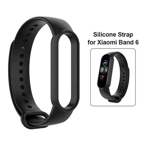 Силиконовый ремешок для Xiaomi Mi Band 6/5, однотонный классический дизайн