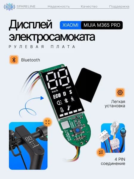 Рулевая плата (дисплей), панель управления с экраном для электросамоката Xiaomi Mijia M365 PRO, 1S, с крышкой в комплекте