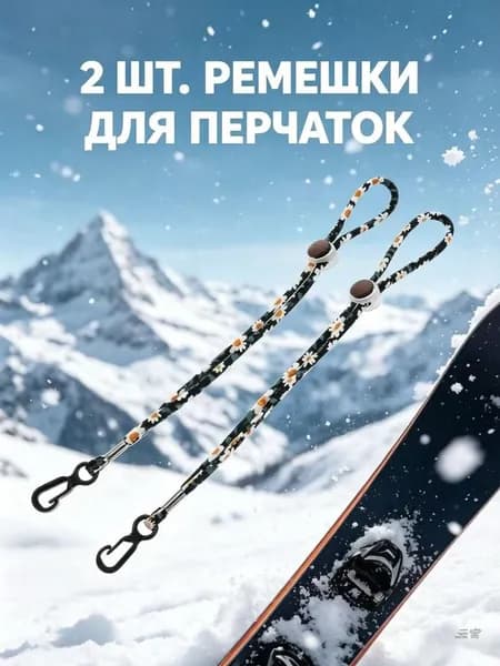2 Штуки Лыжных Перчаток, С Нейлоновыми Ремешками, Для Спорта
