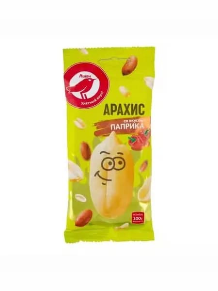 Арахис АШАН Красная птица очищенный со вкусом паприки 100 г