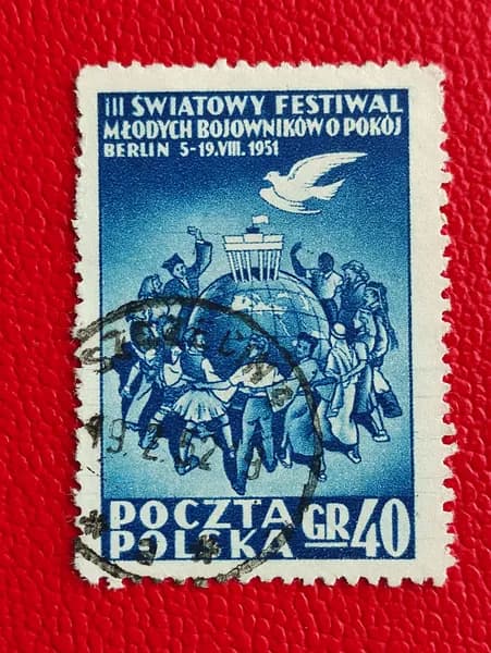 Марки Польша 1951. Серия: "Третий Всемирный фестиваль молодёжи и студентов в Берлине". Гашение - См фото.