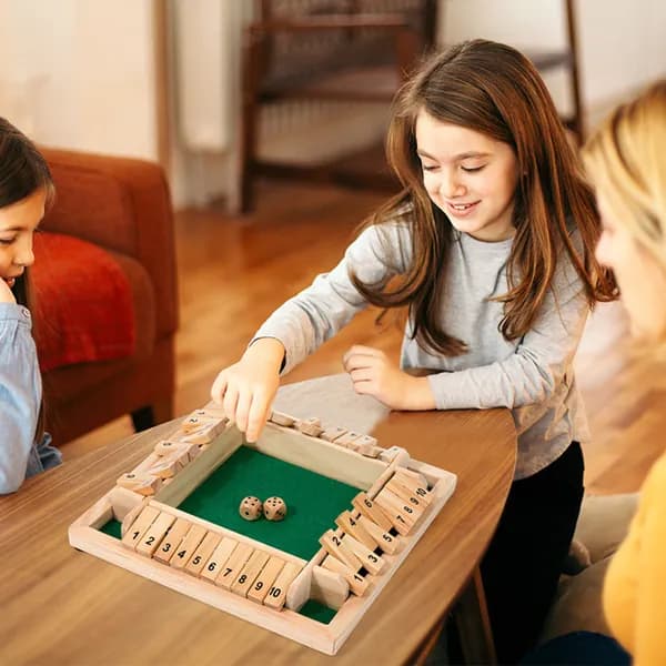 Настольная игра Shut The Box из дерева, зелёная, 230 230 мм