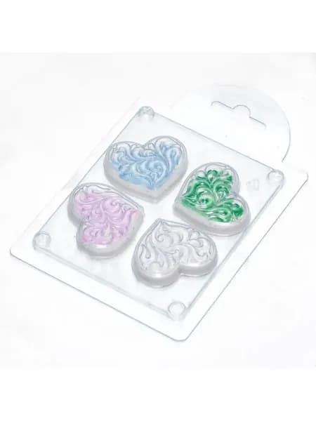 Сердце декоративное мини - формочка пластиковая для изготовления мыла, шоколада и гипсовых отливок