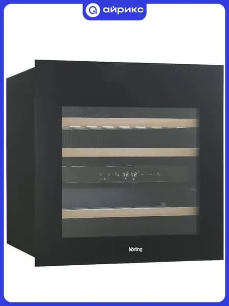 Встраиваемый винный шкаф Korting KFW 604 DB GXN, 3 полки, 30 бут, черный/черная нержавеющая сталь