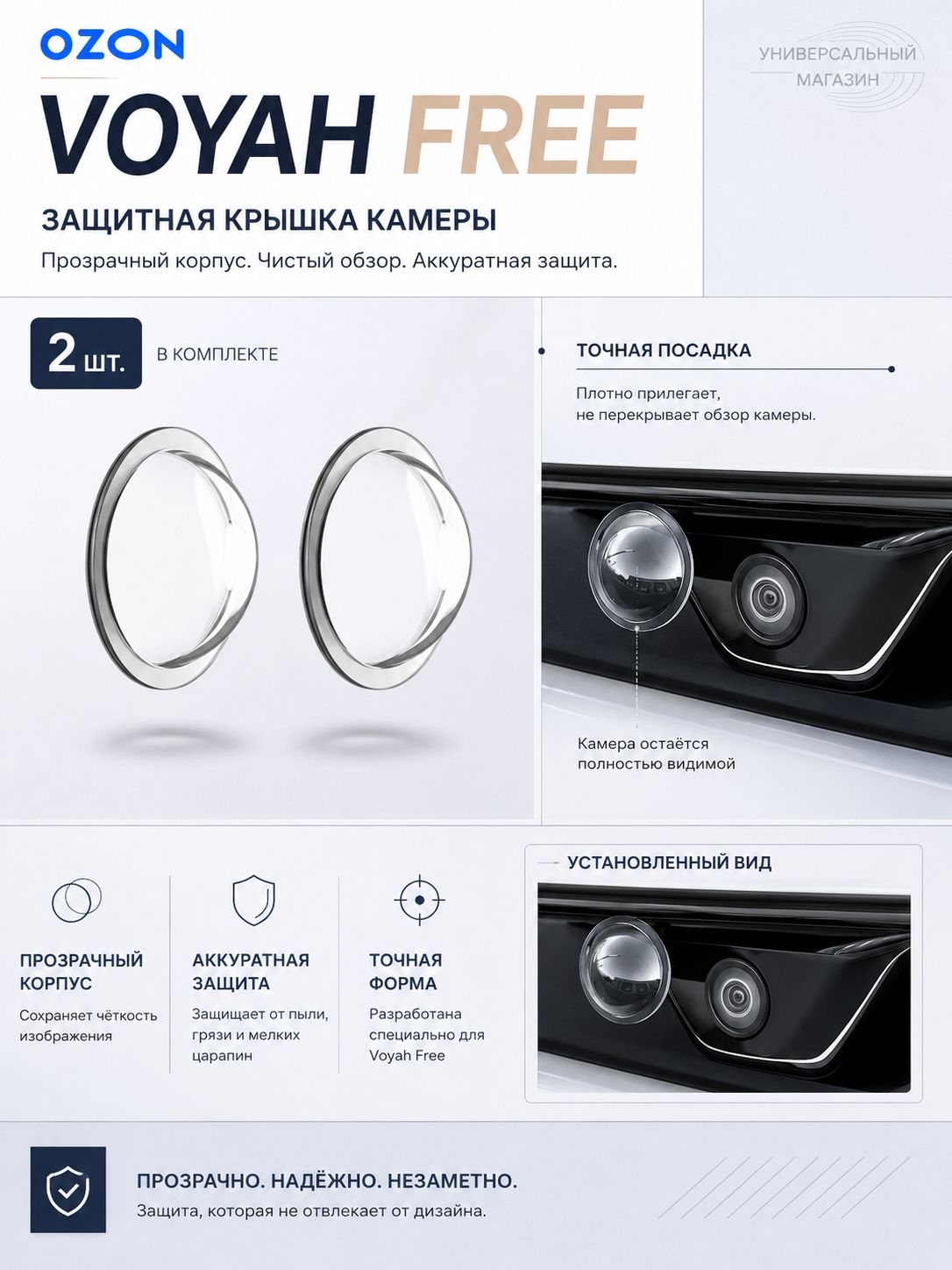 Защитная крышка камеры Voyah Free, прозрачная накладка на автомобильную камеру, 2 шт.