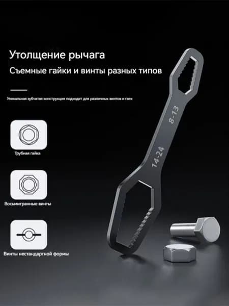 Универсальный двусторонний ключ-трещотка из высокоуглеродистой стали