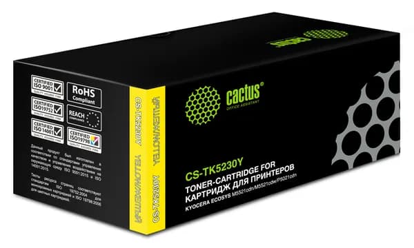 Картридж лазерный Cactus CS-TK5230Y TK-5230Y желтый (2200стр.) для Kyocera Ecosys M5521cdn/M5521cdw/