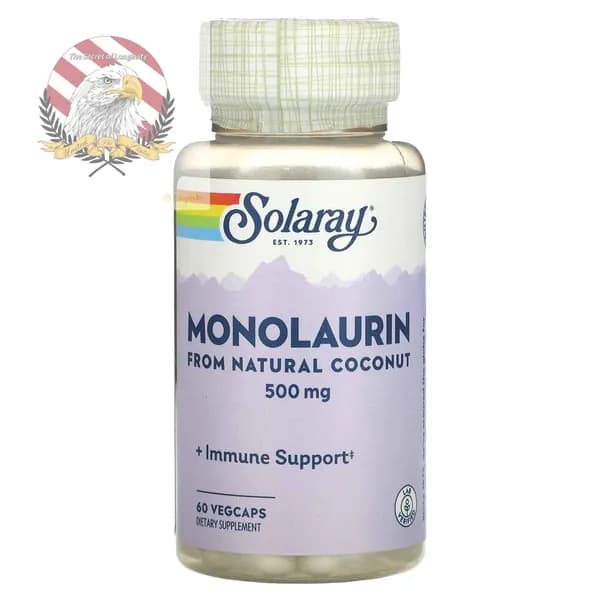 Solaray, Monolaurin 500 mg, 60 вег.капс / Монолаурин 500 мг/ Лауриновая кислота/ Укрепление иммунитета