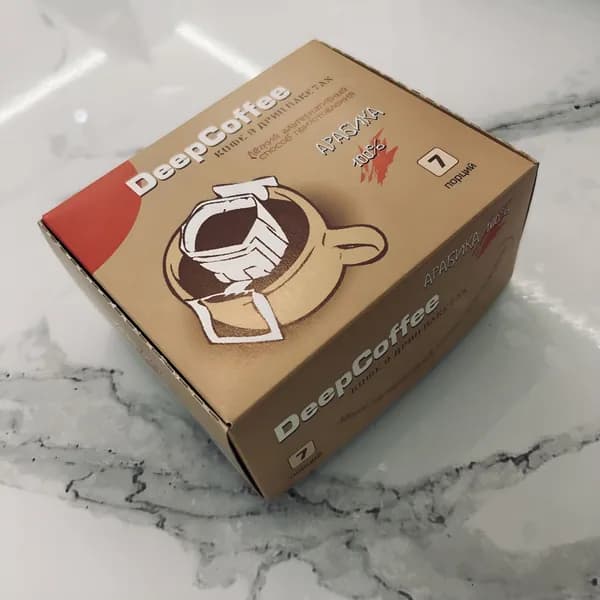 Кофе Deepcoffee 100% арабика ДРИП ПАКЕТ в боксе 7 штук. по 10 гр.