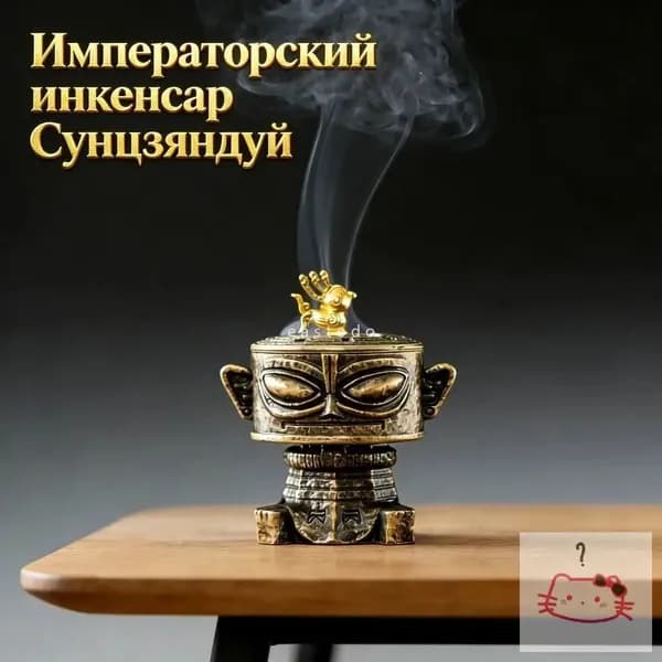 Креативная подставка для благовоний "Маска Саньсиндуй" - декоративный курильница для аромапалочек и чайных церемоний, сплав, ажурная работа