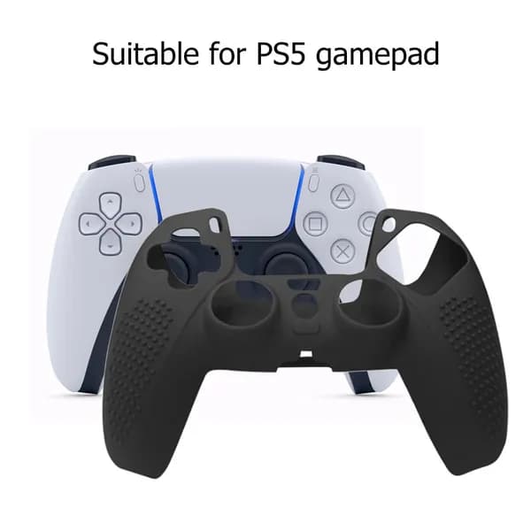 Силиконовый чехол для контроллера PS5, чёрный, с текстурированной поверхностью