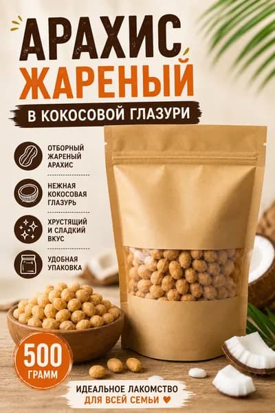 арахис жаренный в кокосовой глазури 500г