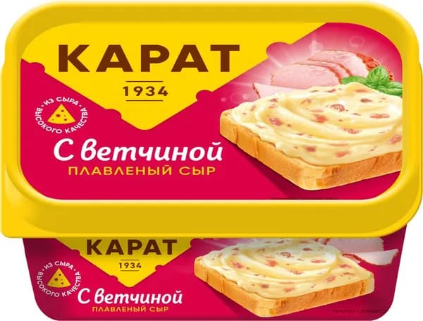 Сыр плавленый КАРАТ с ветчиной 45%, без змж, 400г 3 шт.