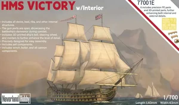 Neverland Hobby N77001E 1/700 HMS Victory, внутренняя "элитная версия" модели корабля Kit