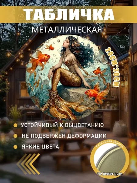 Металлическая картина Русалка Золотая