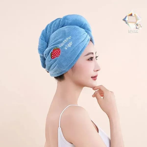 Полотенце для волос 25x65 см, микрофибра, лазурный, 1 шт