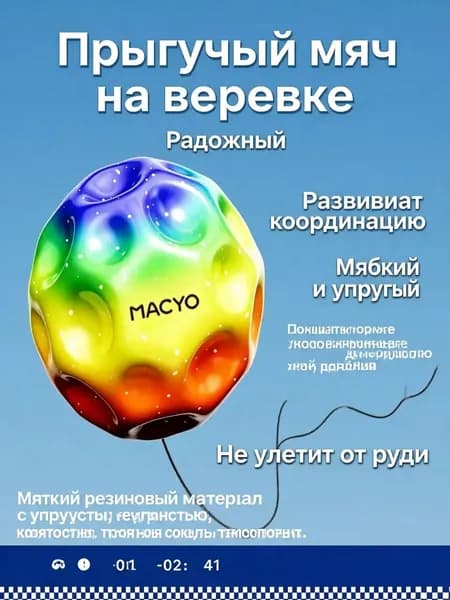 Лунный прыгучий мяч на запястье, высокая упругость, антистресс, развитие внимания и координации для детей