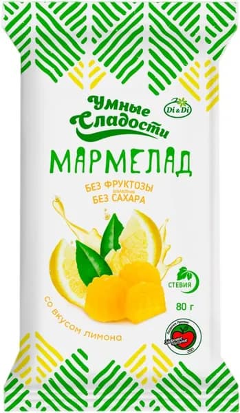Мармелад Di&Di Умные сладости со стевией желейно-формовой Лимон 80г