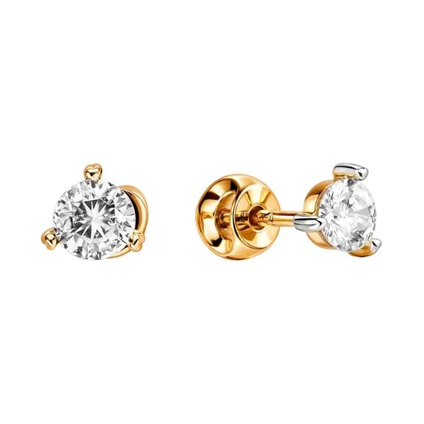 Серьги женские с фианитами из красного золота 585 пробы 585GOLD