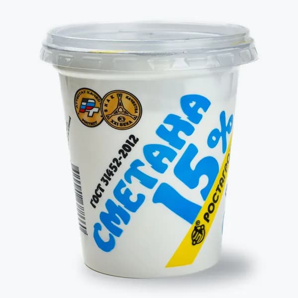 Сметана 15%, 320 г, Ростагроэкспорт