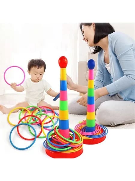 Кольцеброс детский игровой набор (1 башня + 12 кругов)