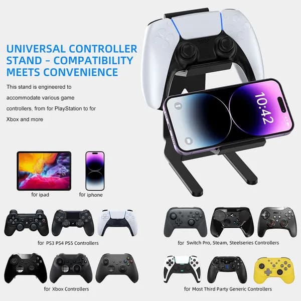 Металлическая подставка для геймпадов PS5, PS4, Xbox и Switch, чёрная