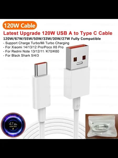 Кабель для быстрой зарядки Xiaomi 6A 120W 100W 67W Turbo USB