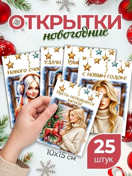 Открытки новогодние мини, 10х15