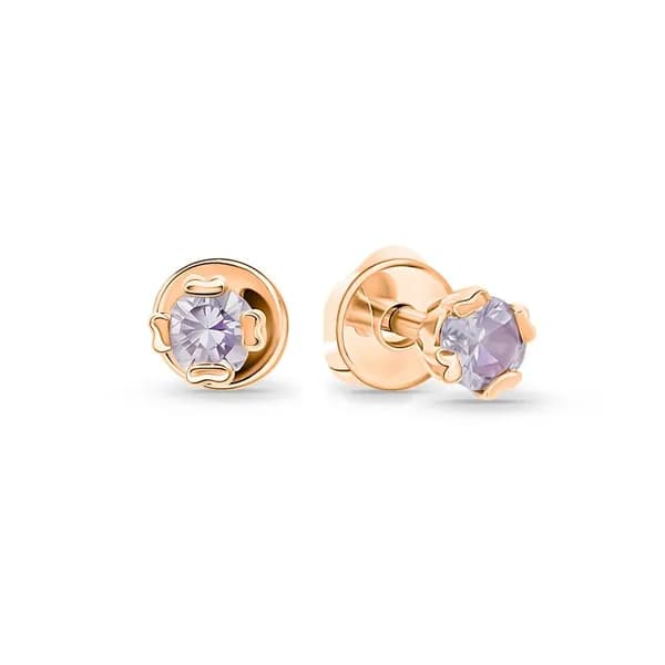 Серьги женские с фианитами из красного золота 375 пробы 585GOLD