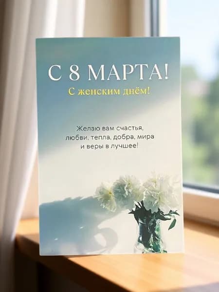 Открытка №17 "Поздравление с 8 Марта" 15*10
