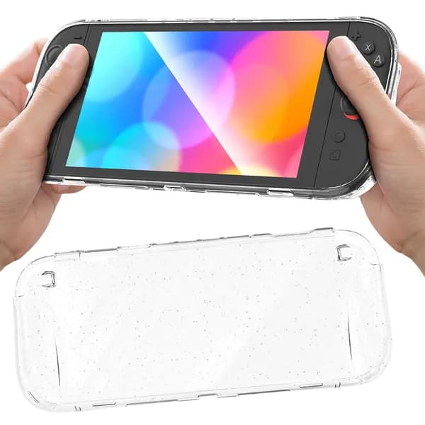 Чехол для Nintendo Switch 2 прозрачный с блёстками из ТПУ