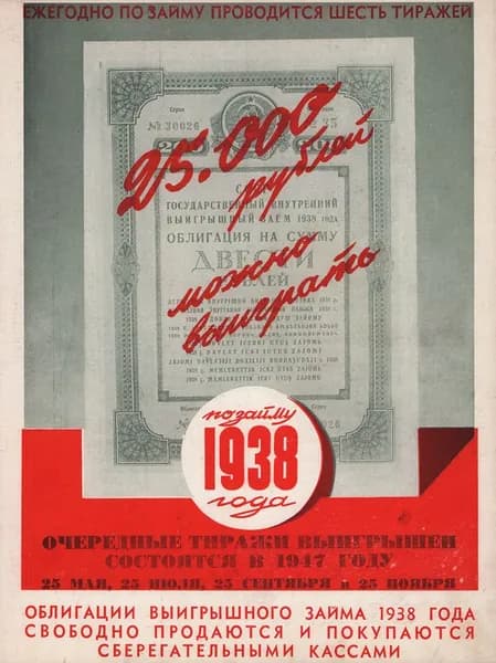 1947 год. Реклама облигаций выигрышного займа 1938 года