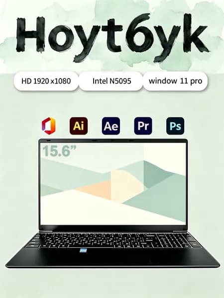 Ноутбук для офиса и учебы 15 6 дюймов FHD процессор N5095A 16 ГБ 1024 ГБ Игровой ноутбук 15.6", Intel Core E8290, RAM 16 ГБ, SSD 1024 ГБ, Windows Pro, черный матовый, серый металлик, Русская раскладка