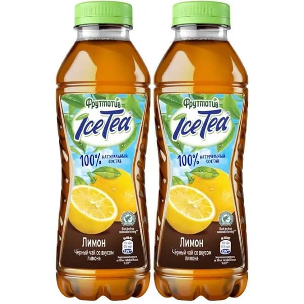 Холодный чай Фрутмотив IceTea черный лимон 500 мл, набор: 2 штуки
