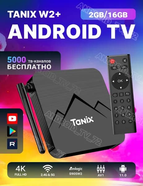 Прошитая Tanix W2+ Wi-Fi 2GB/16GB S905W2 ТВ приставка Android 11 медиаплеер