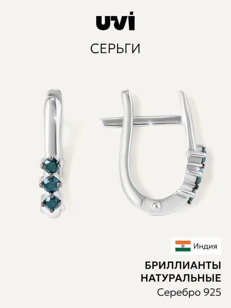 Серьги серебро 925 женские с бриллиантами, UVI jewellery