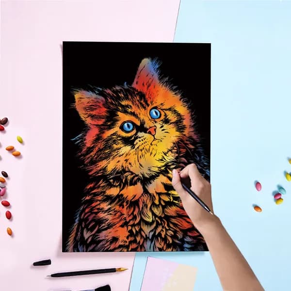 Ручная скрап-картина Кот с радужным эффектом, 40,5 28,5 см