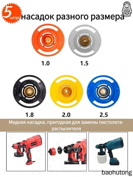 Сменное сопло для электрического краскопульта и аэрографа, комплект медных насадок 1-2,5 мм, универсальное распылительное сопло для покраски стен, автомобиля и мебели