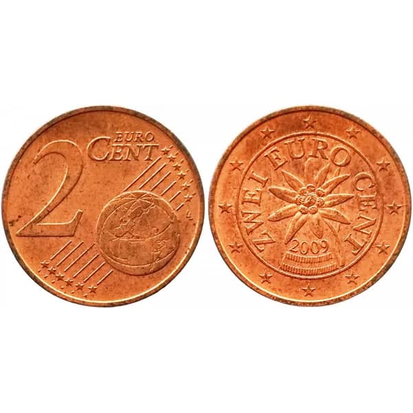 Австрия 2 евроцента 2002-2024 год F KM#