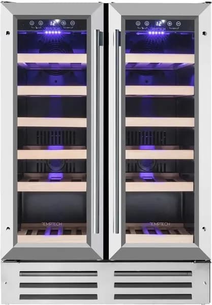 Винный шкаф двухкамерный TEMPTECH Premium WP2DQ60DCS вместимость: 38 бутылок, Side by Side, нержавеющая сталь
