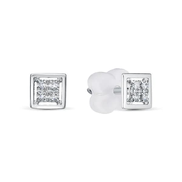 Серьги из белого золота DIAMANT-ONLINE с бриллиантом 585 пробы