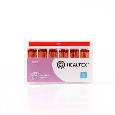 Штифты эндоканальные гуттаперчевые Healtex, конусность 02, размер 55, 120 шт