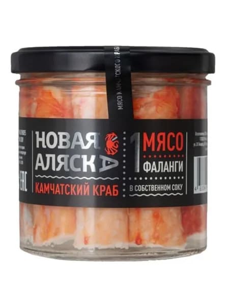 Мясо камчатского краба Новая Аляска 1 фаланга в собственном соку, 330г