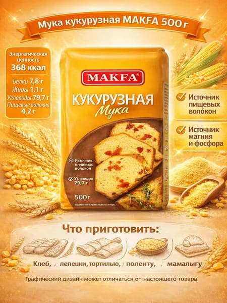 Мука кукурузная MAKFA, 500г