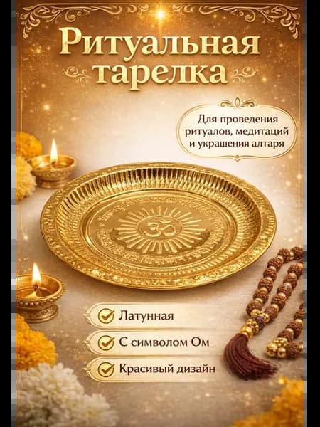 Тарелка для алтаря Ом латунь