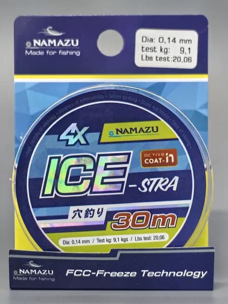 Шнур плетеный Namazu "Ice-Stra" 4Х, L-30 м, d-0,14 мм, test-9,1 кг, белый / нить для бисера