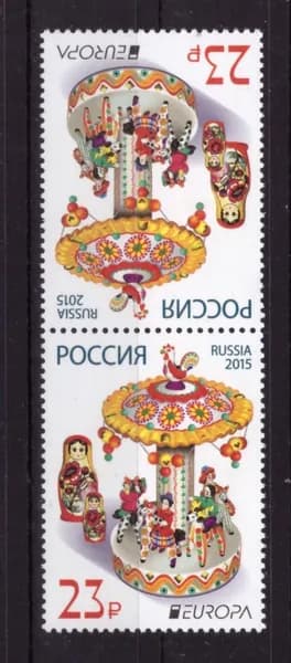 Россия, 2015. (1910) Выпуск по программе "Европа". Игрушки (тет-беш),