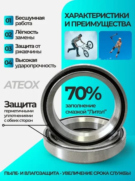 Промподшипники для самокатов и велосипедов bmx mtb 2 шт, 6.5 мм