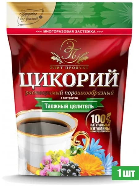 Элит Продукт Цикорий растворимый с экстрактом Таежный Целитель, натуральные витамины и микроэлементы, 100 г.